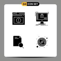Stock Vector Icon Pack of 4 Line Signs and Symbols for page search website safe file Editable Vector Design Elements