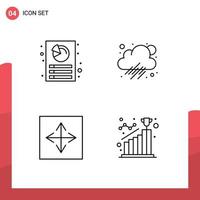 Modern Set of 4 Filledline Flat Colors Pictograph of analysis arrow report weather interface Editable Vector Design Elements