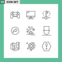 User Interface Pack of 9 Basic Outlines of baseball right pc arrow success Editable Vector Design Elements