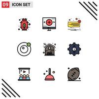 9 Universal Filledline Flat Color Signs Symbols of farm satellite chat orbit unread Editable Vector Design Elements