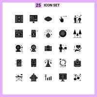 Universal Icon Symbols Group of 25 Modern Solid Glyphs of business slide development right finger Editable Vector Design Elements