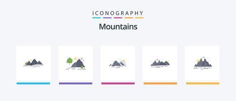 paquete de iconos de montañas planas 5 que incluye paisaje. naturaleza. naturaleza. acantilado. paisaje. diseño de iconos creativos vector