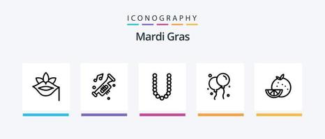 Mardi Gras Line 5 Icon Pack Including food. mardi gras. glass. king. best. Creative Icons Design vector