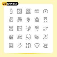Stock Vector Icon Pack of 25 Line Signs and Symbols for material box gunman bag inbox Editable Vector Design Elements