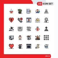 Mobile Interface Filled line Flat Color Set of 25 Pictograms of right man chart employee valuation Editable Vector Design Elements