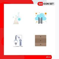 4 User Interface Flat Icon Pack of modern Signs and Symbols of beaker automation tube cloud hosting hand Editable Vector Design Elements