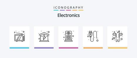 Electronics Line 5 Icon Pack Including . tablet. loudspeaker. draw. process. Creative Icons Design vector