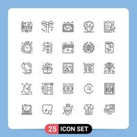 paquete de iconos de vector de stock de 25 signos y símbolos de línea para elementos de diseño de vector editables de marco de parque de miedo de hongos químicos