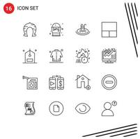 Universal Icon Symbols Group of 16 Modern Outlines of counter check arts layout service Editable Vector Design Elements