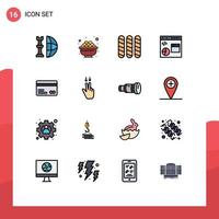 Modern Set of 16 Flat Color Filled Lines and symbols such as card development gras develop coding Editable Creative Vector Design Elements