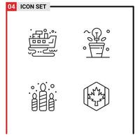 User Interface Pack of 4 Basic Filledline Flat Colors of leaked candle waste idea light Editable Vector Design Elements