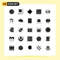 25 User Interface Solid Glyph Pack of modern Signs and Symbols of bio studio sports midi control Editable Vector Design Elements