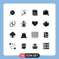 Group of 16 Solid Glyphs Signs and Symbols for accessorize e academy commerce university Editable Vector Design Elements