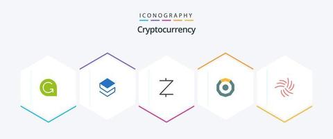 Cryptocurrency 25 Flat icon pack including coin. crypto currency. z cash. crypto. komodo vector