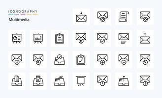 25 Multimedia Line icon pack vector