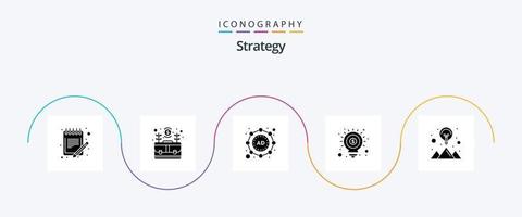 Strategy Glyph 5 Icon Pack Including marketing. money. money. idea. marketing vector