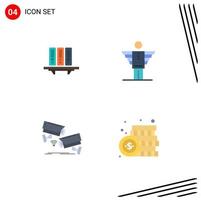 4 User Interface Flat Icon Pack of modern Signs and Symbols of files career database storage investor Editable Vector Design Elements