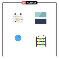 4 Thematic Vector Flat Icons and Editable Symbols of beach map sun image pin Editable Vector Design Elements