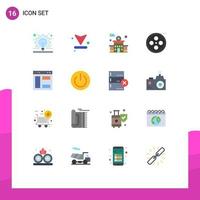 Group of 16 Flat Colors Signs and Symbols for webpage browser building video film Editable Pack of Creative Vector Design Elements