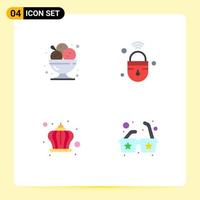 User Interface Pack of 4 Basic Flat Icons of cafe wifi ice cream iot crown Editable Vector Design Elements