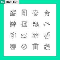 Set of 16 Modern UI Icons Symbols Signs for star festival cell christmas cuckoo Editable Vector Design Elements