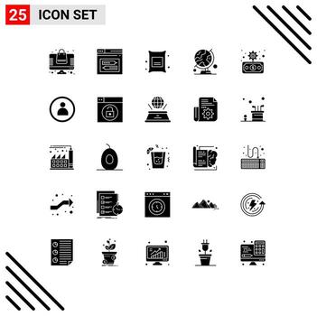Pack of 25 creative Solid Glyphs of table globe map code world wheat Editable Vector Design Elements