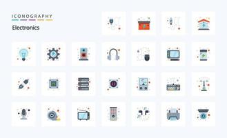 25 Electronics Flat color icon pack vector