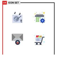 Stock Vector Icon Pack of 4 Line Signs and Symbols for audio private calendar settings full Editable Vector Design Elements