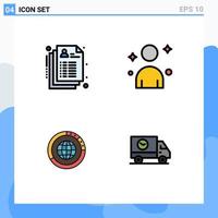 4 Creative Icons Modern Signs and Symbols of care global record person resources Editable Vector Design Elements