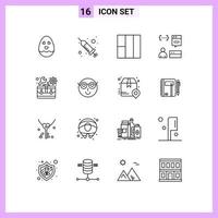 Pack of 16 creative Outlines of settings repair layout kit development Editable Vector Design Elements