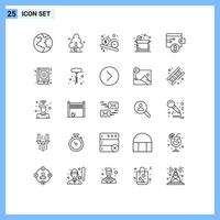 25 Universal Lines Set for Web and Mobile Applications money shipping dollar product box Editable Vector Design Elements