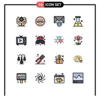 Mobile Interface Flat Color Filled Line Set of 16 Pictograms of costume film mail tv medical Editable Creative Vector Design Elements