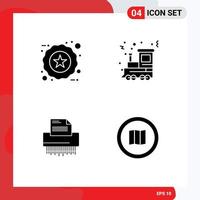 Set of 4 Commercial Solid Glyphs pack for badge confidential product holiday file Editable Vector Design Elements