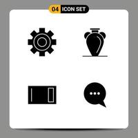 4 User Interface Solid Glyph Pack of modern Signs and Symbols of cog appliances science history chopping Editable Vector Design Elements