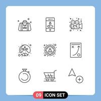 9 Thematic Vector Outlines and Editable Symbols of person indian smartphone cinema video Editable Vector Design Elements