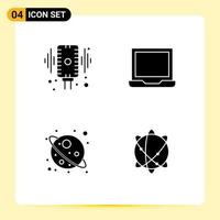 4 iconos creativos, signos y símbolos modernos de configuración de micrófono, configuración de audio, elementos de diseño vectorial editables en estrella vector