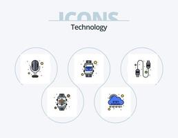 paquete de iconos llenos de línea de tecnología 5 diseño de iconos. inteligente. teléfono. servidor. móvil. reloj inteligente vector