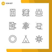 9 User Interface Outline Pack of modern Signs and Symbols of work share real file group Editable Vector Design Elements