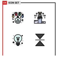 Modern Set of 4 Filledline Flat Colors Pictograph of bulb bulb lights fort education Editable Vector Design Elements