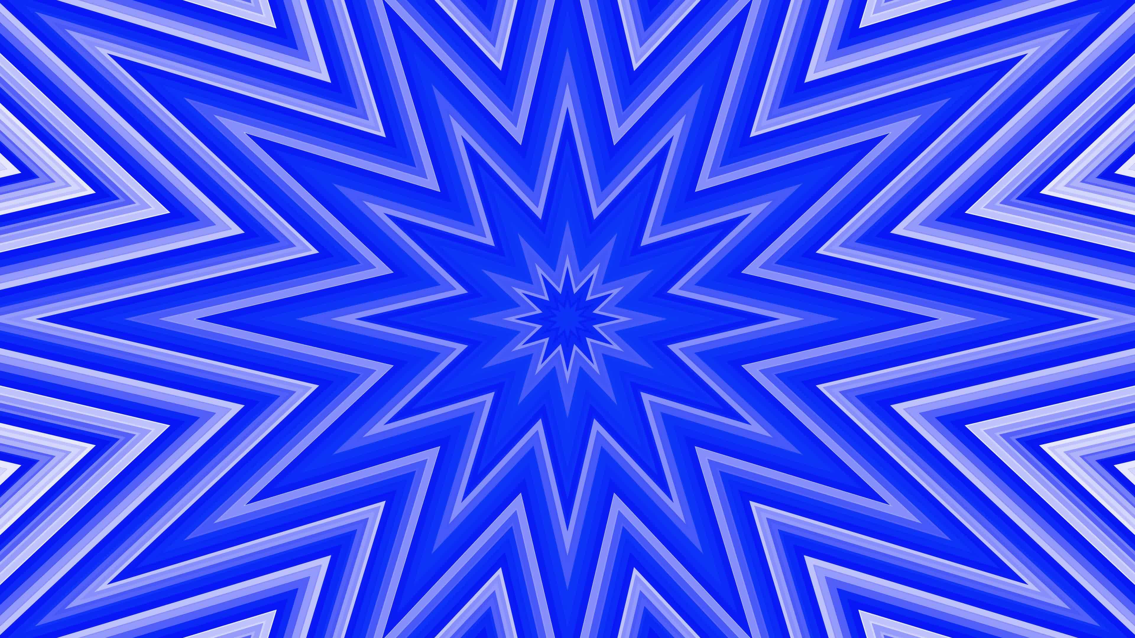 Blue bold octagonal star simple flat geometric on white background loop