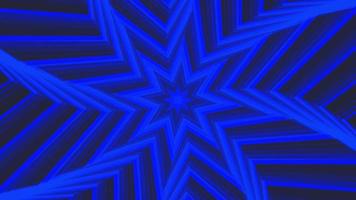 Blue bold spin octagonal star simple flat geometric on dark grey black background loop. video
