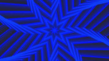 Blue bold spin octagonal star simple flat geometric on dark grey black background loop. video