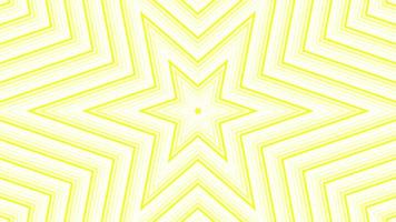 Yellow hexagonal star simple flat geometric on white background loop. Starry radio waves endless creative animation. Stars seamless motion graphic backdrop. Astra radar sonar rings design. video