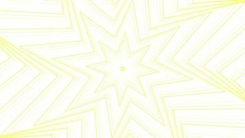 giallo sottile ottagonale stella semplice piatto geometrico su bianca sfondo ciclo continuo. stellato Radio onde infinito creativo animazione. stelle senza soluzione di continuità movimento grafico sfondo. astra radar sonar anelli design. video