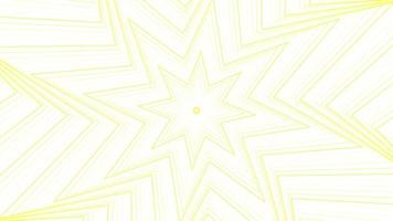 Yellow slim octagonal star simple flat geometric on white background loop. Starry radio waves endless creative animation. Stars seamless motion graphic backdrop. Astra radar sonar rings design. video