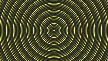 giallo cerchi semplice piatto geometrico su buio grigio nero sfondo ciclo continuo. video
