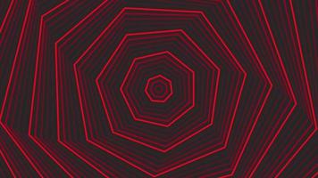 Red spin decagon star simple flat geometric on dark grey black background loop. video