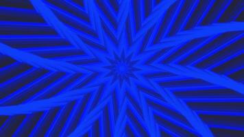 bleu gras spin étoile octogonale simple plat géométrique sur boucle de fond noir gris foncé. video
