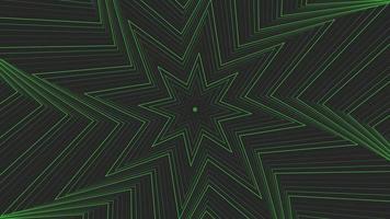 Green slim spin octagonal star simple flat geometric on dark grey black background loop. video
