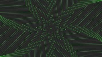 Green slim spin octagonal star simple flat geometric on dark grey black background loop. video